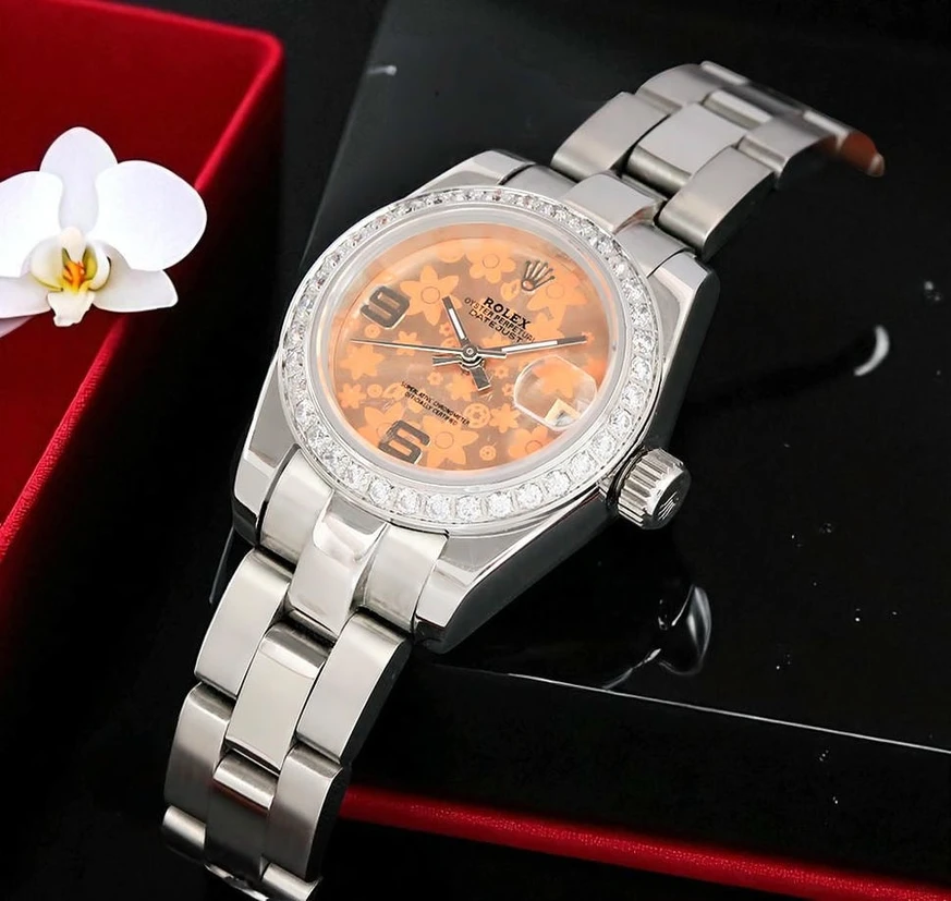 Rolex Datejust Lady Floral Arabic Dial Diamond Bezel Watch 1 Pakistan