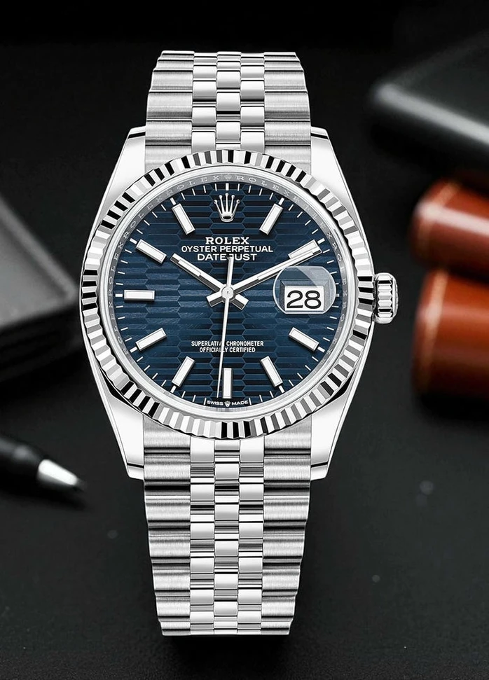 Rolex Datejust Navy Blue Fluted Motif Dial Watch990 1 Pakistan