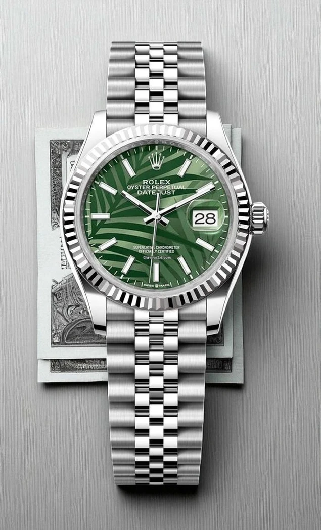 Rolex Datejust Olive Green Palm Dial Ladies Watch Pakistan
