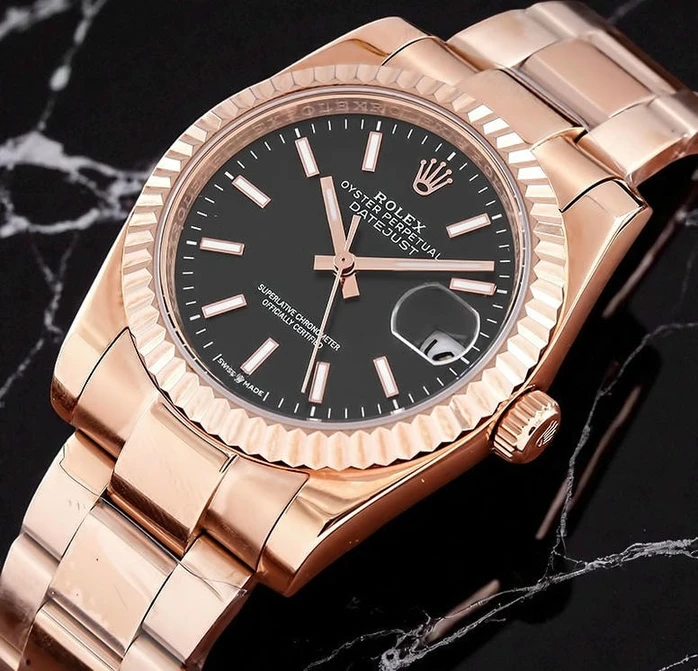 Rolex Datejust Rose Gold Black Dial Watch 2022 Pakistan