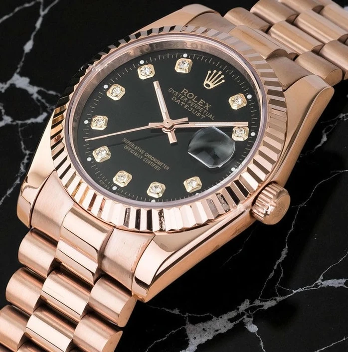 Rolex Datejust Rose Gold Black Dial Watch Pakistan