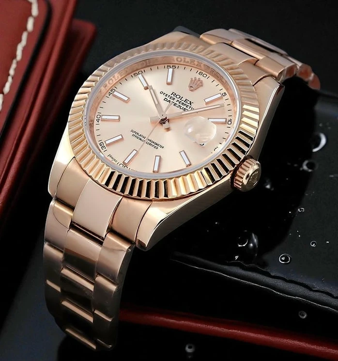 Rolex Datejust Rose Gold Sundust Dial Watch Pakistan