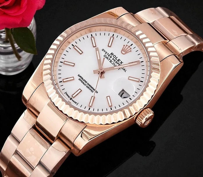 Rolex Datejust Rose Gold White Dial Watch Pakistan