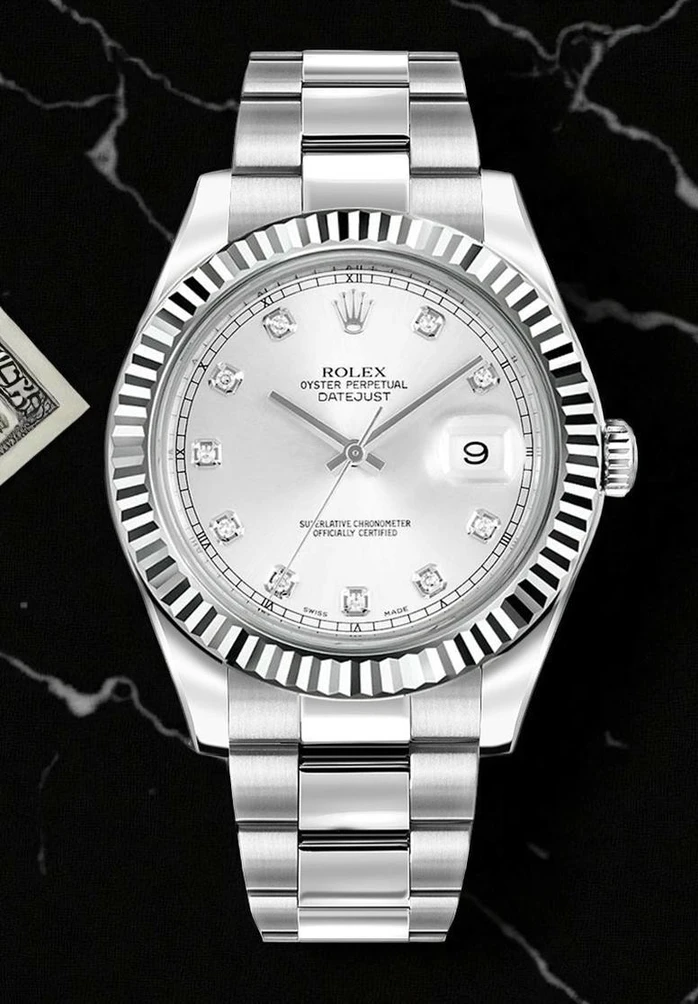 Rolex Datejust Silver Diamond Dial Watch 1 Pakistan