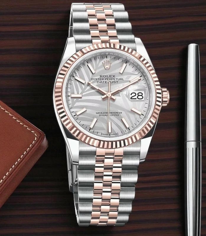 Rolex Datejust Silver Palm Motif Dial Pakistan