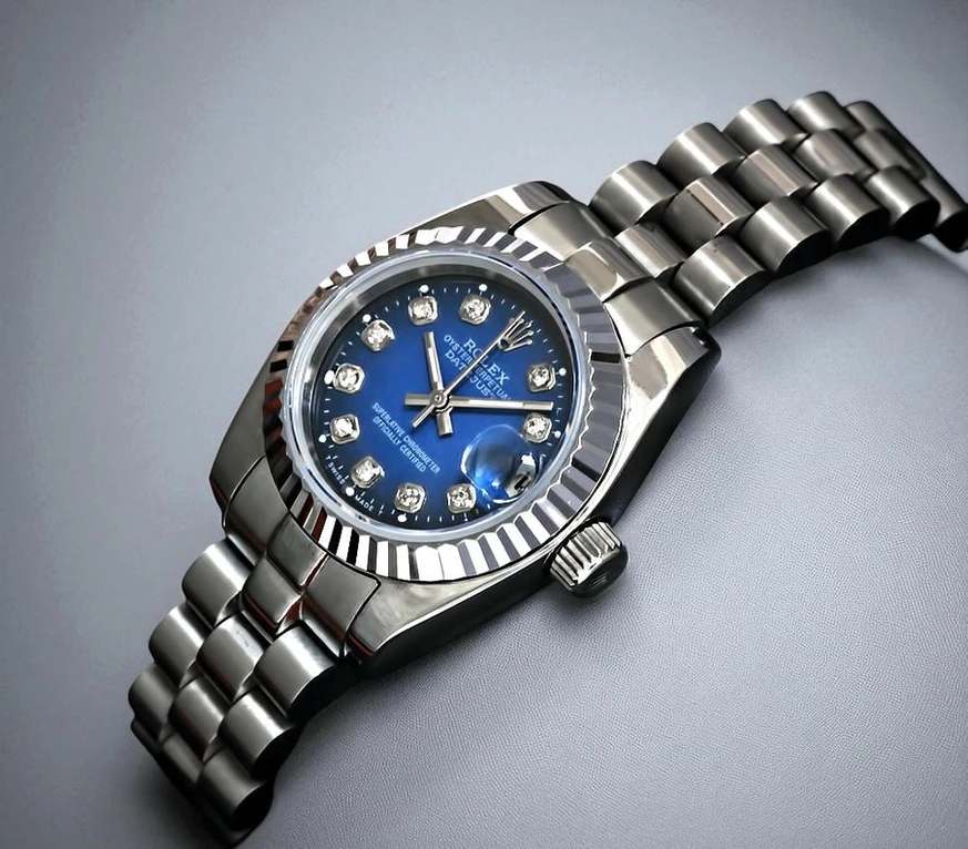 Rolex Datejust Two Tone Diamond Marking With Blue Dial Lady Watches Online 92 Pakistan