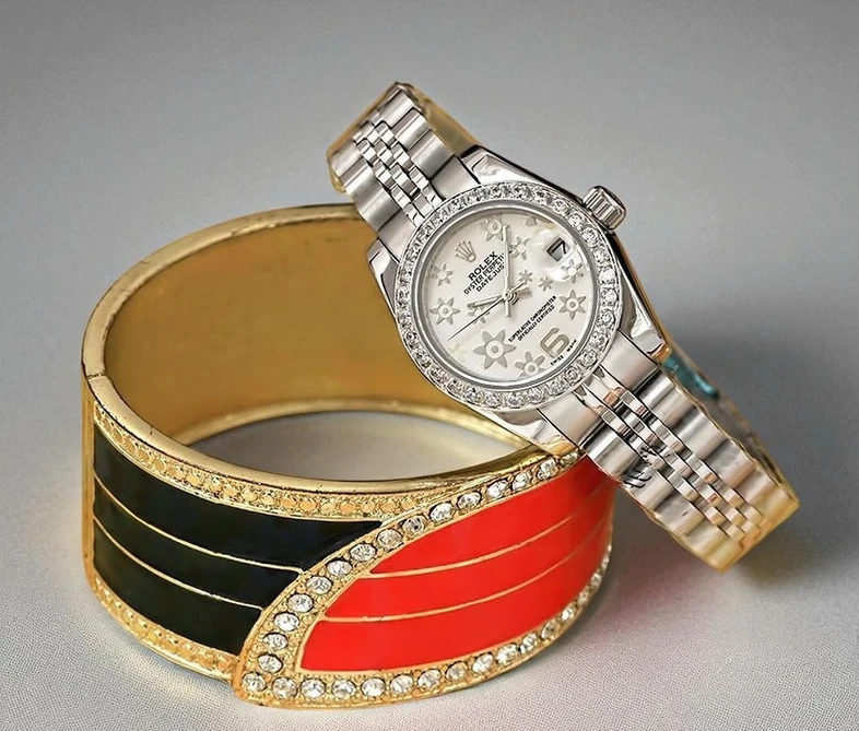 Rolex Datejust White Flower Dial Diamonds Bezel Watches 116 Pakistan