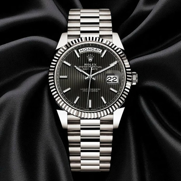 Rolex Day Date 40 Black Stripe Motif Dial Watch Pakistan