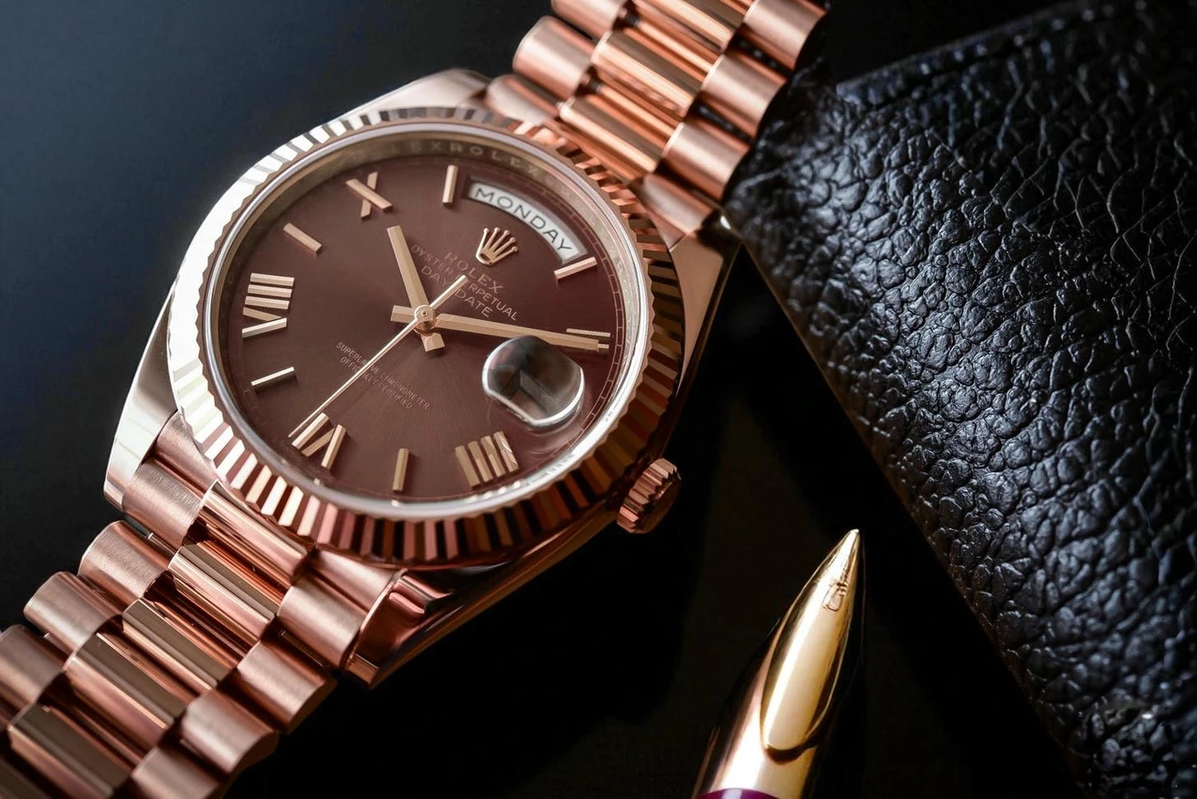 Rolex Day Date 40 Brown Dial Rose Gold Watch Pakistan