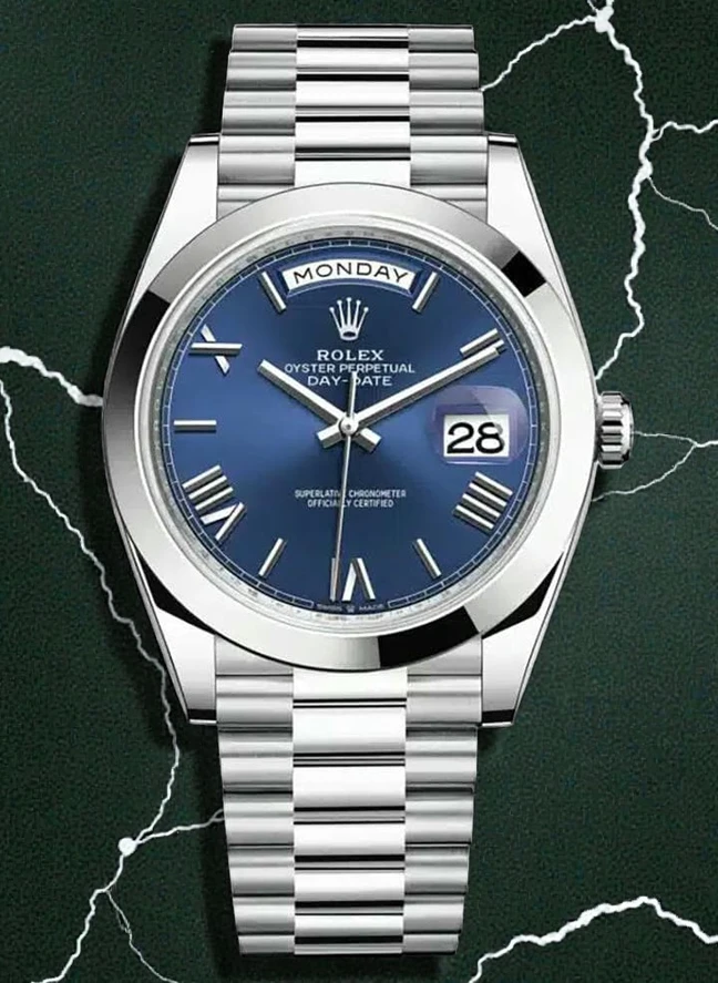 Rolex Day Date 40 Platinum 228206 Blue Roman Dial Watch 1