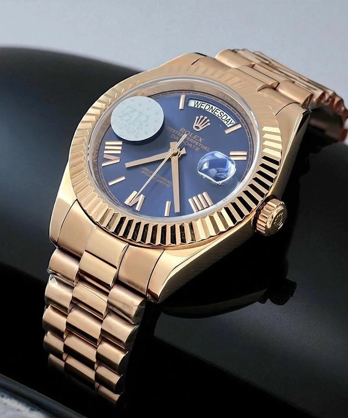 Rolex Day Date 40 Rose Gold President Blue Roman Dial Watch Pakistan