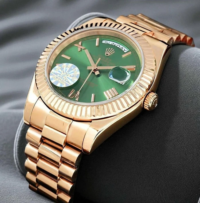Rolex Day Date 40 Rose Gold President Green Roman Dial Watch 116 Pakistan