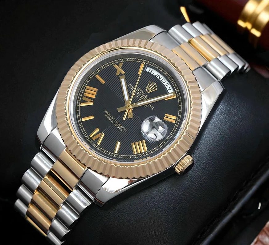 Rolex Day Date 40 Two Tone Black Dial Watch Pakistan