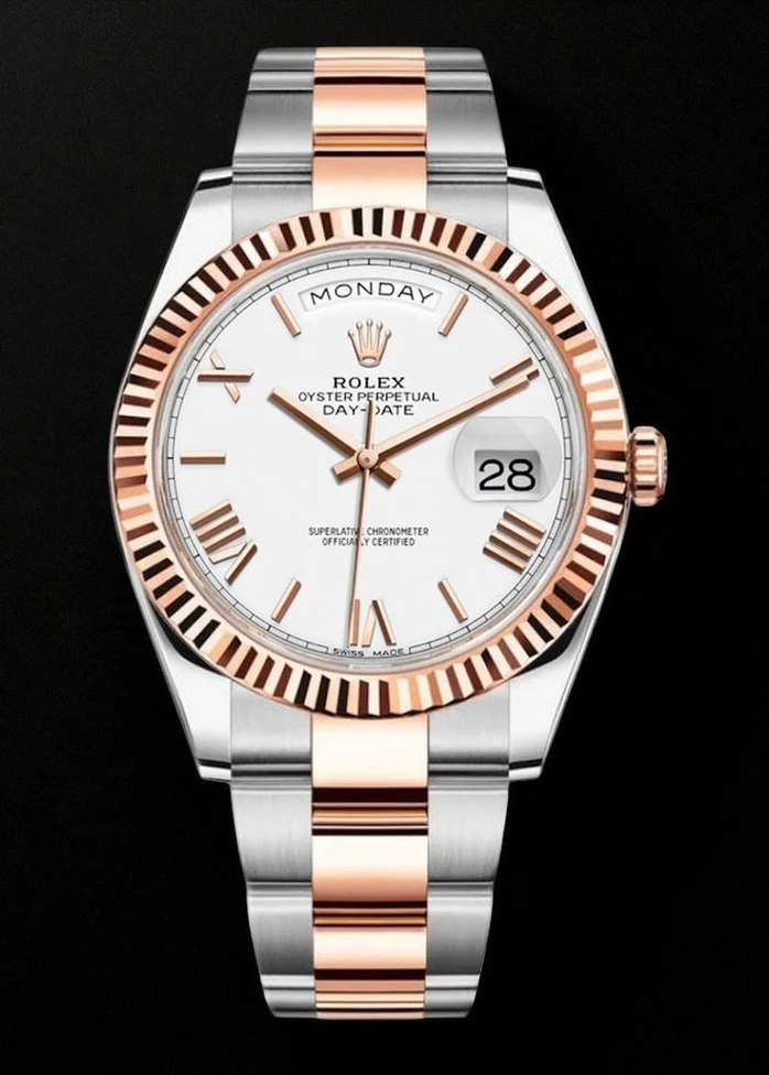 Rolex Day Date 40 White Dial Two Tone Watch Pakistan