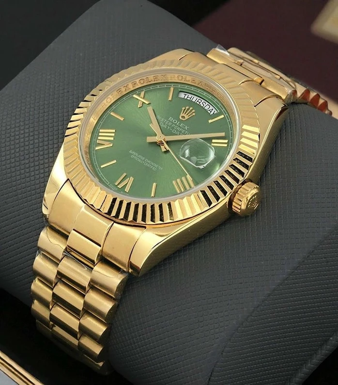 Rolex Day Date 40 Yellow Gold President Green Roman Dial Watch Pakistan