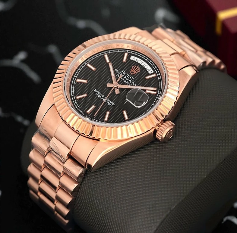 Rolex Day Date Black Dial Everose Gold Watch Pakistan