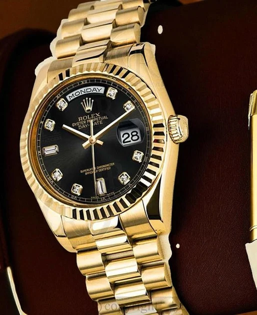 Rolex Day Date Black Dial Yellow Gold President Automatic Men S Watch Pakistan