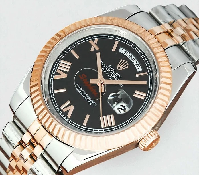 Rolex Day Date Black Roman Dial Two Tone Watch 2021 Pakistan