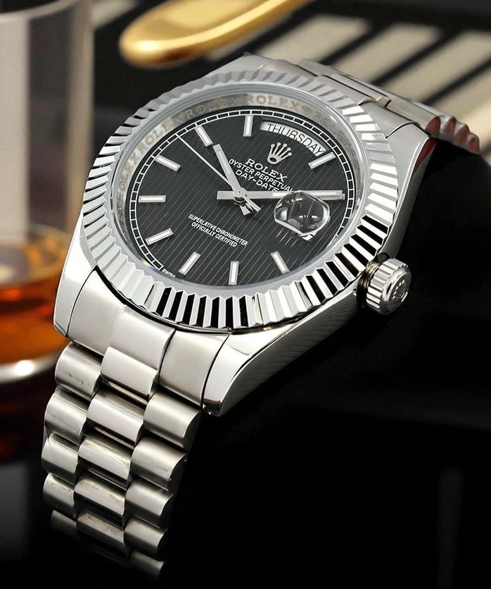 Rolex Day Date Black Stripe Motif Index Dial Pakistan
