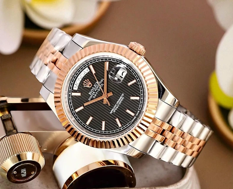 Rolex Day Date Blacke Dial Two Tone Watch Pakistan