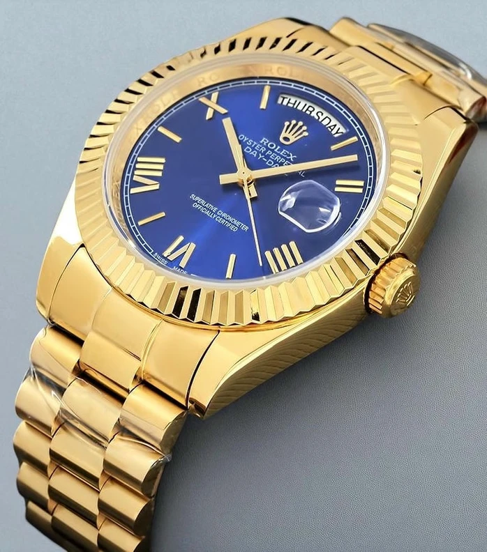 Rolex Day Date Blue Dial Yellow Gold Watch Pakistan