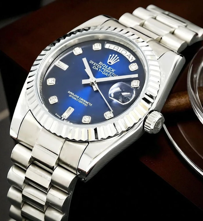 Rolex Day Date Blue Diamond Dial Watch Compressed Pakistan
