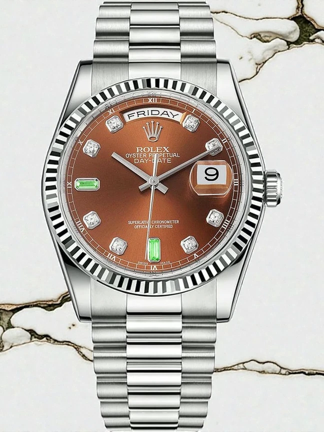 Rolex Day Date Brown Diamond Dial Watch 1