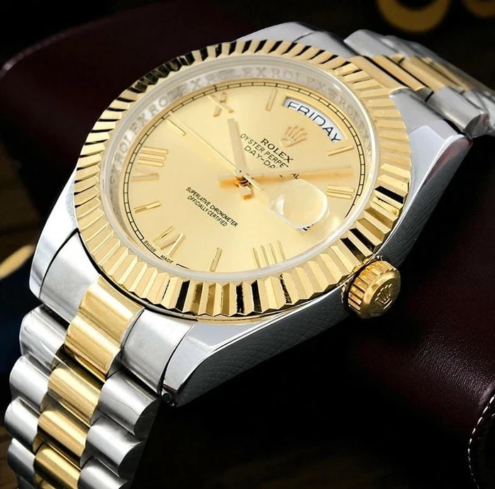 Rolex Day Date Champagne Roman Dial Watch Compressed Pakistan