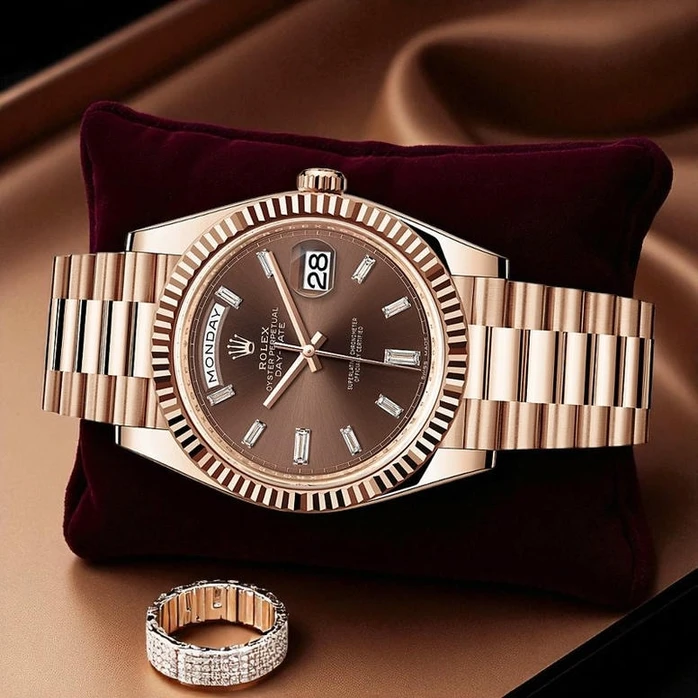 Rolex Day Date Chocolate Baguette Diamond Dial Pakistan