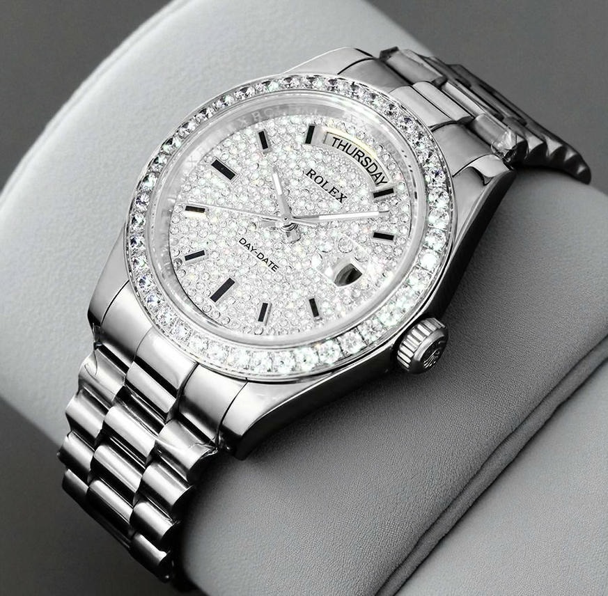 Rolex Day Date Diamond Pave Dial Diamond Bezel Watch Pakistan