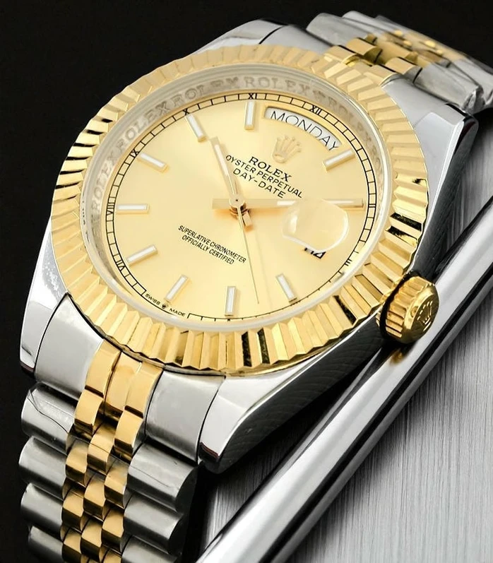 Rolex Day Date Gold Face Two Tone Watch Compressed Pakistan
