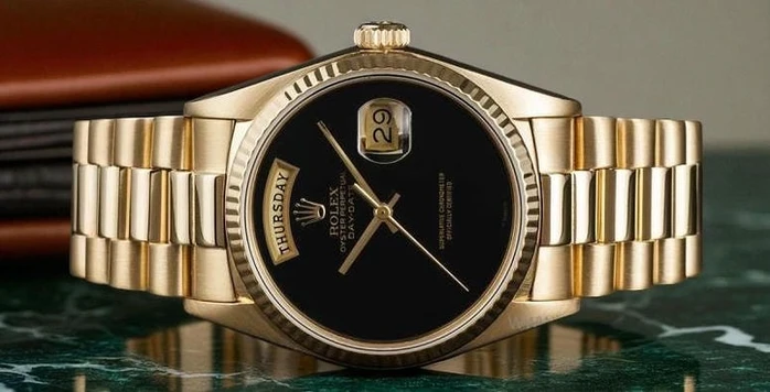 Rolex Day Date Golden Black Dial Watch Pakistan