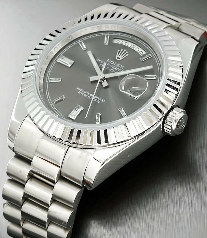 Rolex Day Date Grey Diamond Dial Watch Pakistan