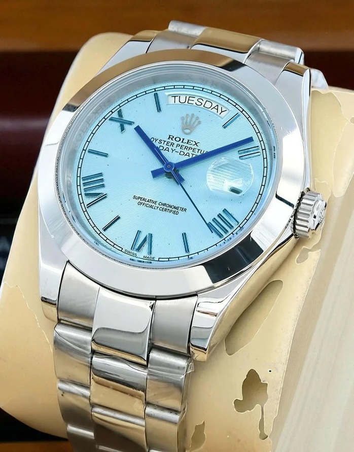 Rolex Day Date Ice Blue Quadrant Motif Dial Watch Pakistan