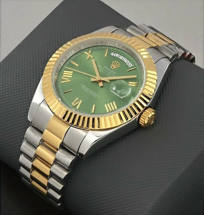 Rolex Day Date Olive Green Roman Dial Two Tone Pakistan