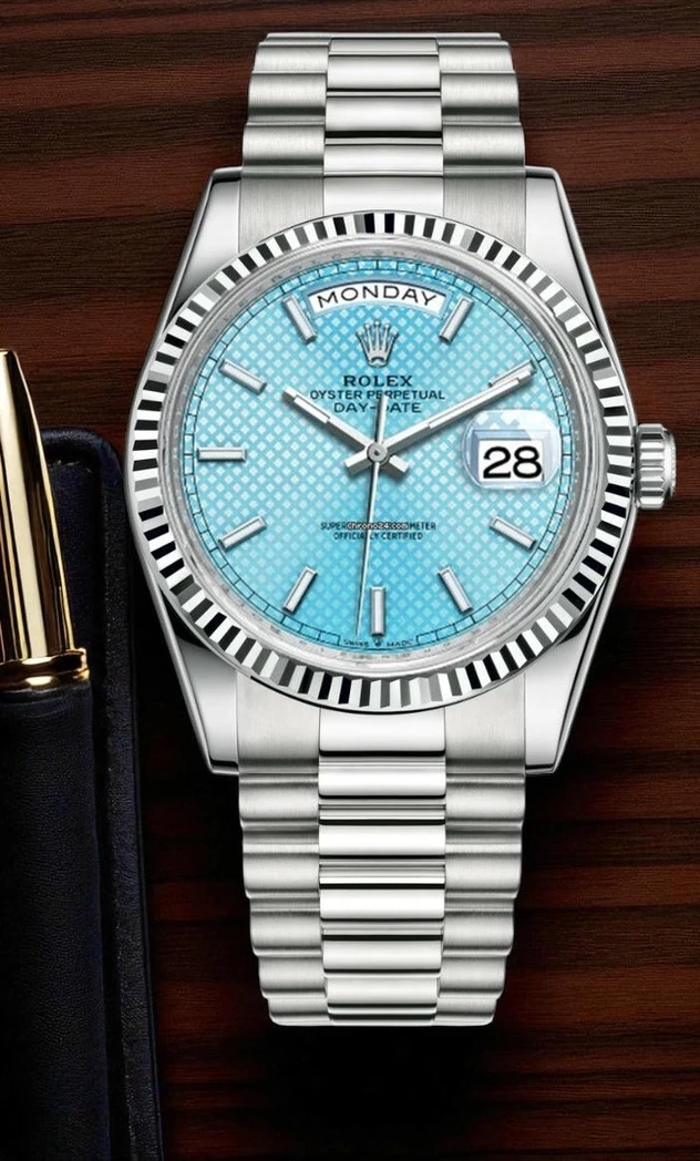 Rolex Day Date President Ice Blue Dial Watch Compressed Pakistan