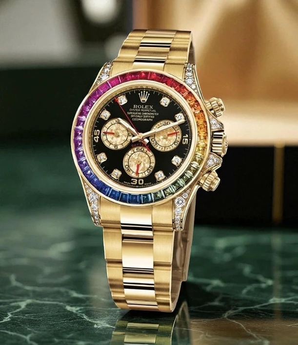 Rolex Daytona Rainbow Bazel Black Dial Watch Pakistan