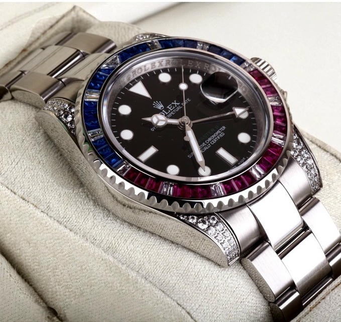Rolex Gmt Master Ii Sapphire Ruby Bezel Diamond Watch Pakistan