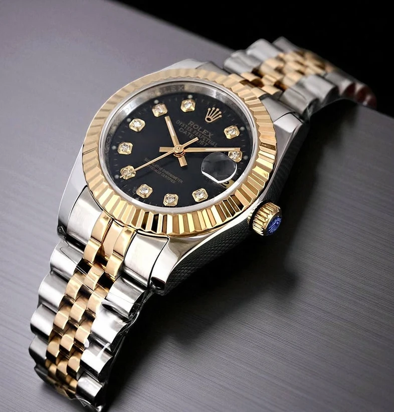 Rolex Lady Datejust Black Dial Two Tone Watch Pakistan