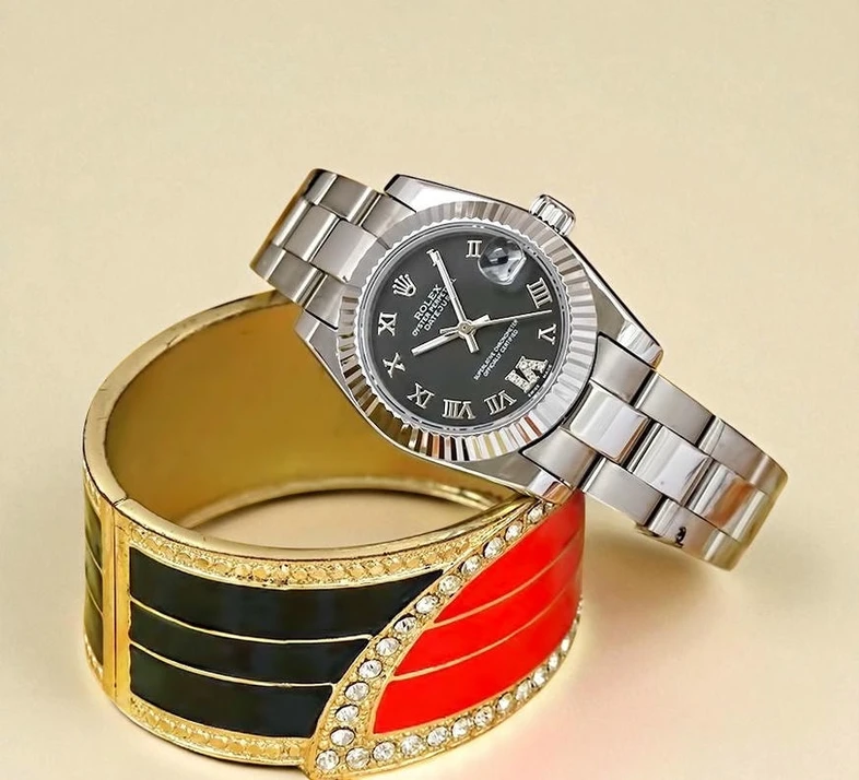 Rolex Lady Datejust Black Roman Dial Watch Watch Pakistan