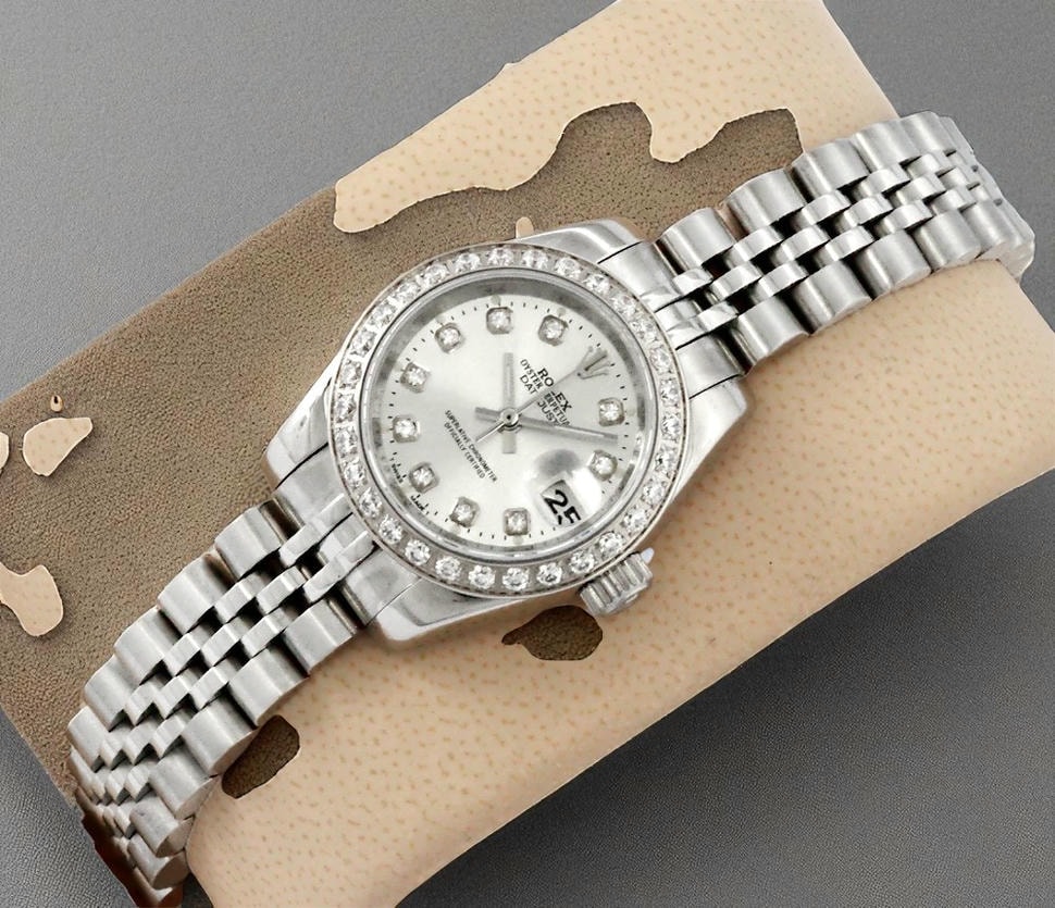 Rolex Lady Datejust Diamond Bezel Silver Watch Pakistan