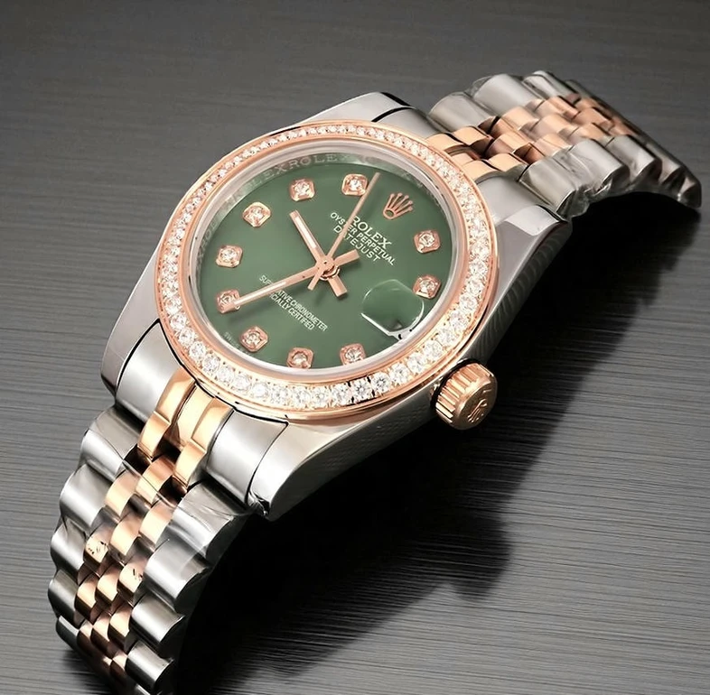 Rolex Lady Datejust Olive Green Dial Diamond Bezel Watch Pakistan