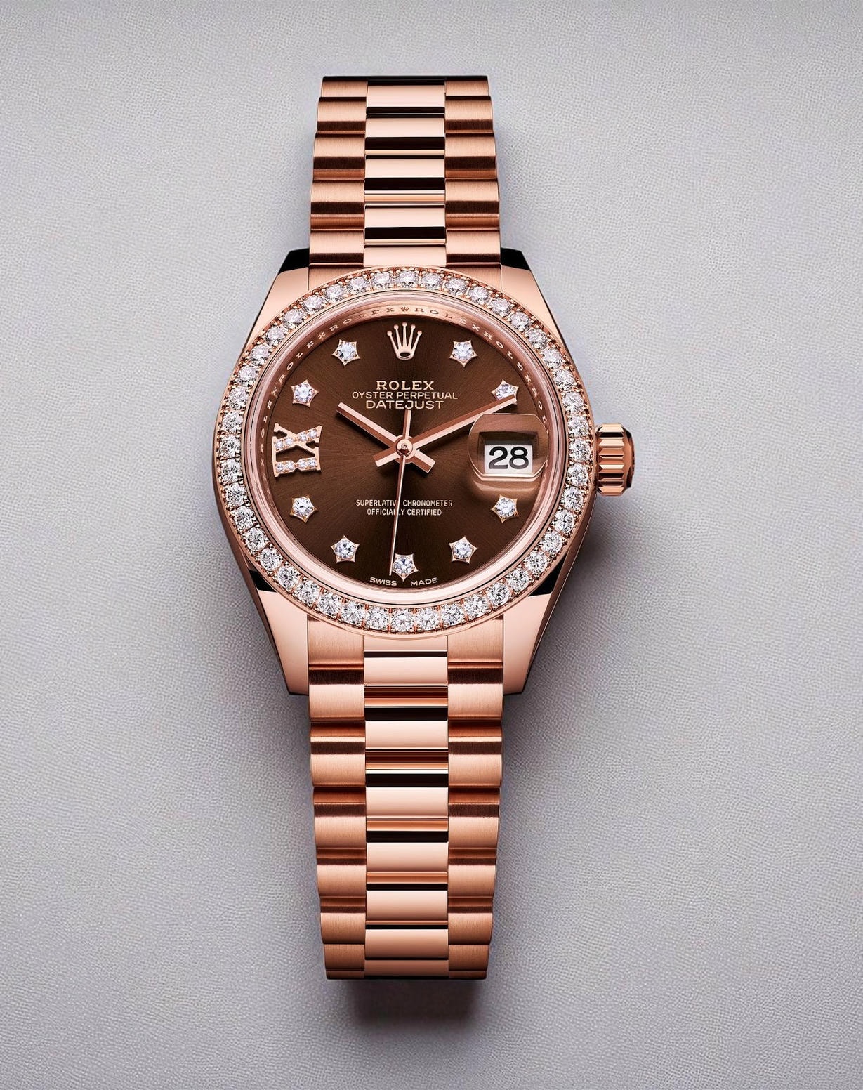 Rolex Lady Datejust Rose Gold Diamond Bezel Watch Pakistan