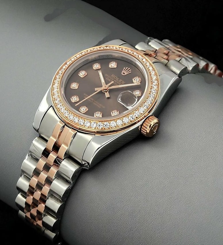 Rolex Lady Datejust Two Tone Diamond Bezel Watch Compressed Pakistan
