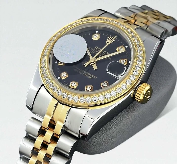 Rolex Lady Diamond Black Dial Watch Compressed Pakistan