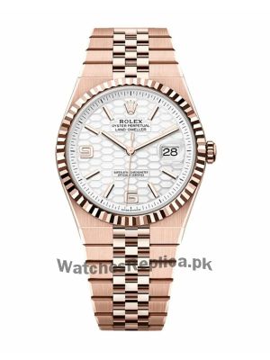 Rolex Land Dweller Watch In Everose Gold With A White Honeycomb Dial Swiss Watch 1