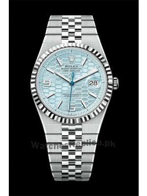 Rolex Land Dweller Watch With A Light Blue Honeycomb Motif Dial Swiss Watch 1