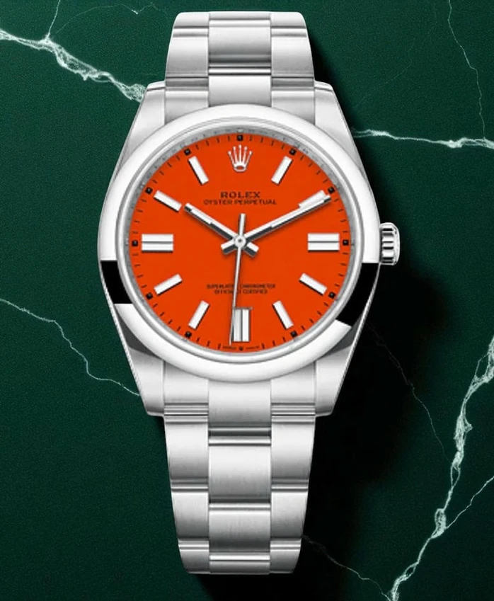 Rolex Oyster Perpetual Coral Red Dial Watch 17534 Pakistan