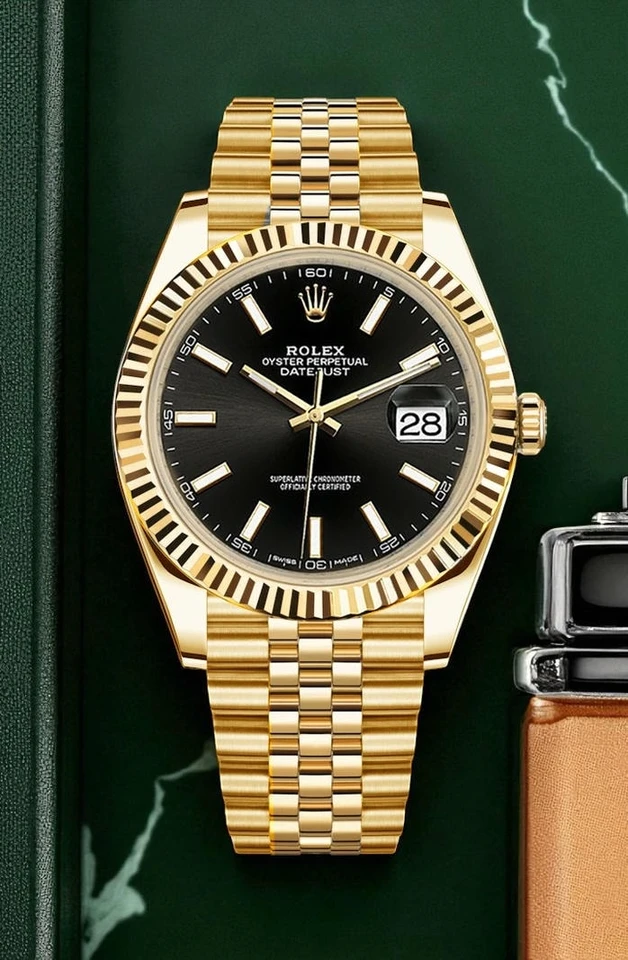 Rolex Oyster Perpetual Datejust 41 Black Dial Gold Tone Watch Pakistan