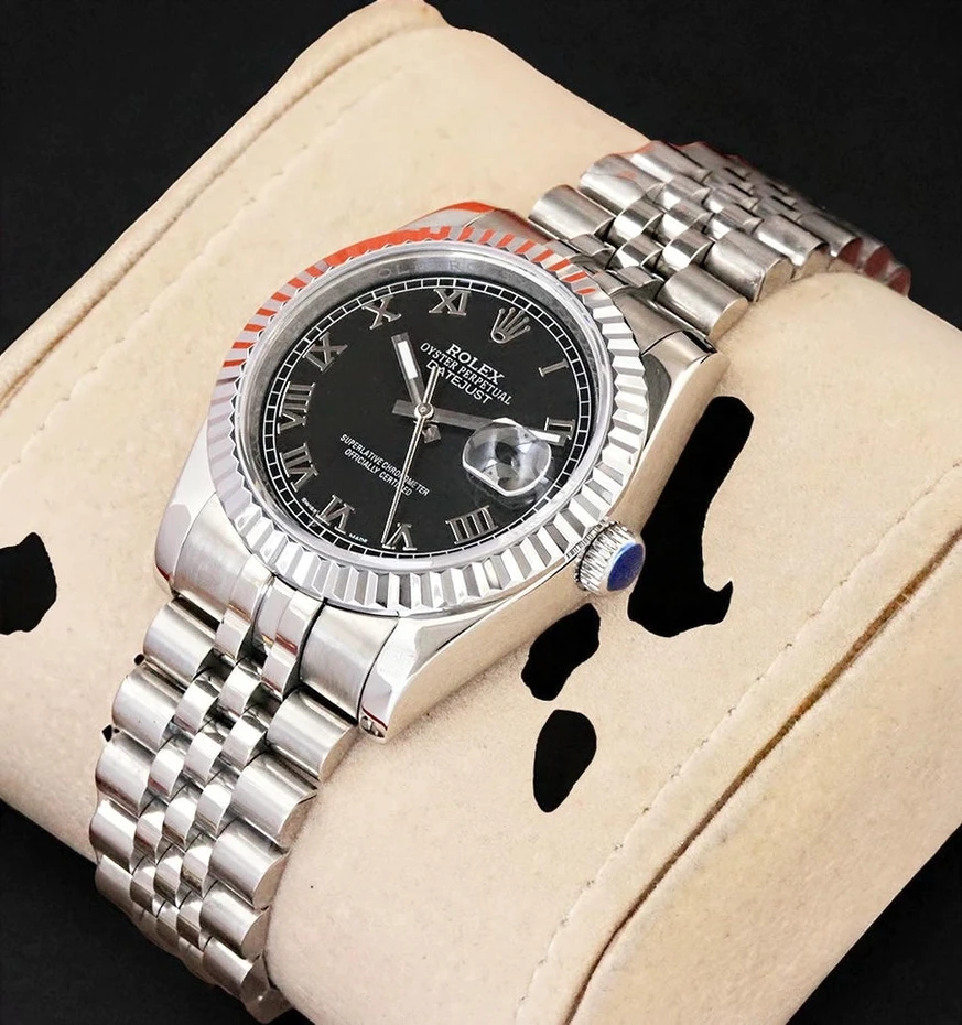 Rolex Oyster Perpetual Datejust Black Roman Dial Watch 1 Pakistan